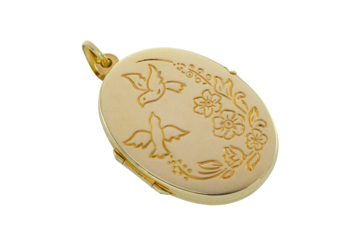 Vintage photo locket in 14 carat gold-Pendants-The Antique Ring Shop