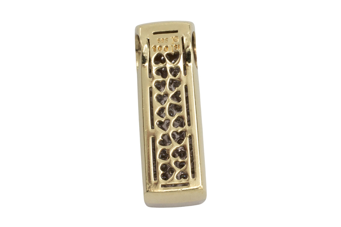 14 carat gold pendant pave set with diamonds-Pendants-The Antique Ring Shop