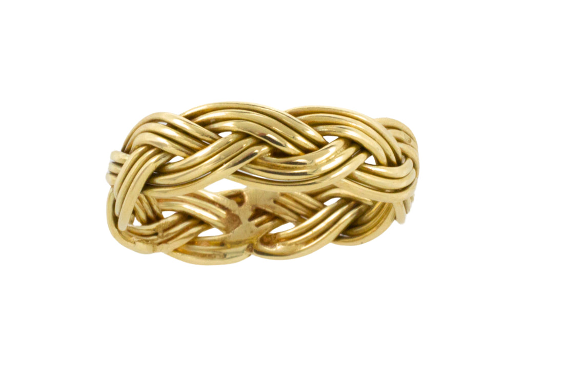 Vintage 14 carat gold interwoven band-wedding rings-The Antique Ring Shop