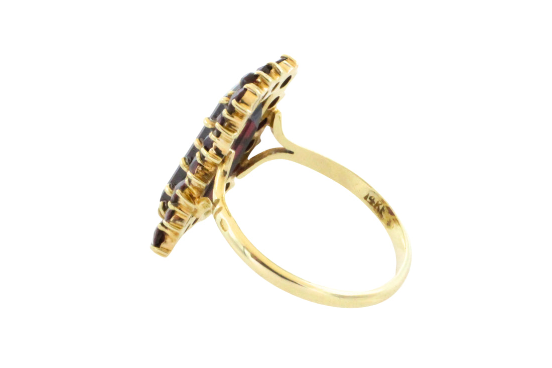 Rectangular garnet ring in 14 carat gold-Rings-The Antique Ring Shop