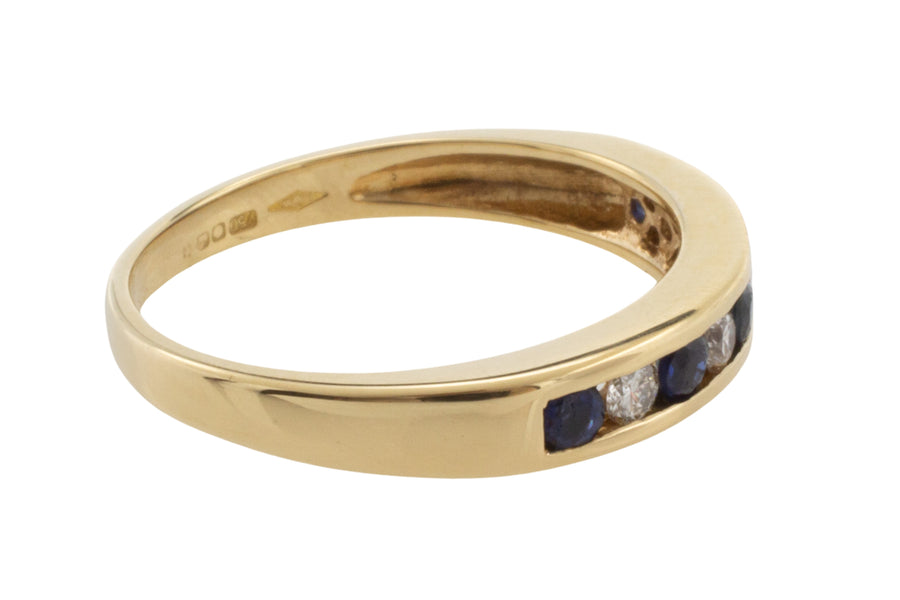 Sapphire and diamond band in 18 carat gold-Vintage Rings-The Antique Ring Shop