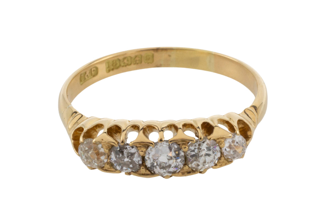 Five stone old cut diamond ring from 1903-Antique rings-The Antique Ring Shop