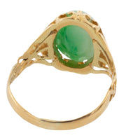 Cabochon jade ring in 14 carat gold-Vintage Rings-The Antique Ring Shop