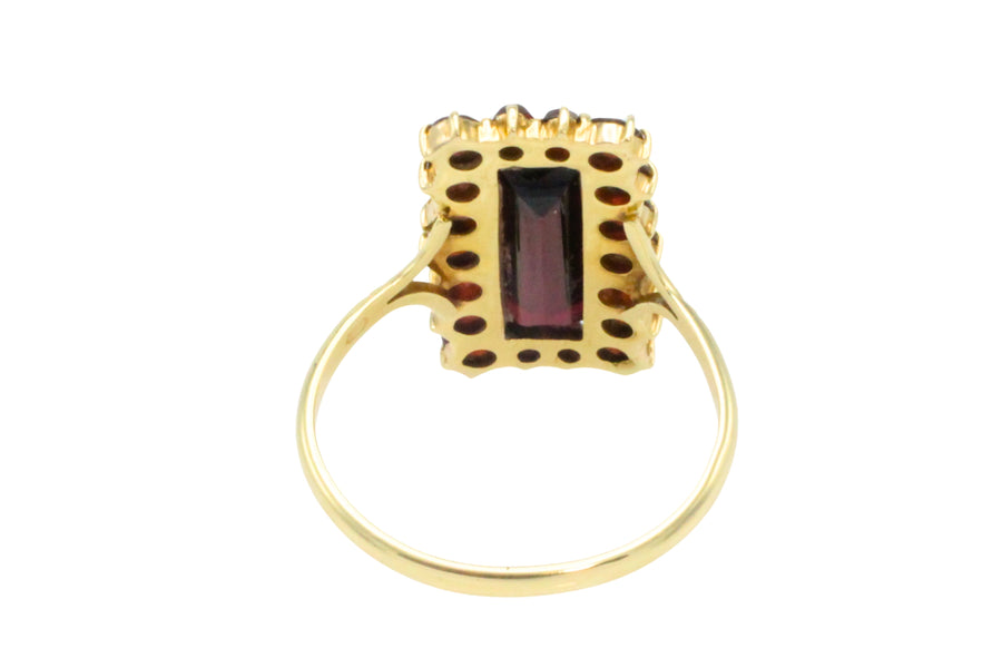 Rectangular garnet ring in 14 carat gold-Rings-The Antique Ring Shop