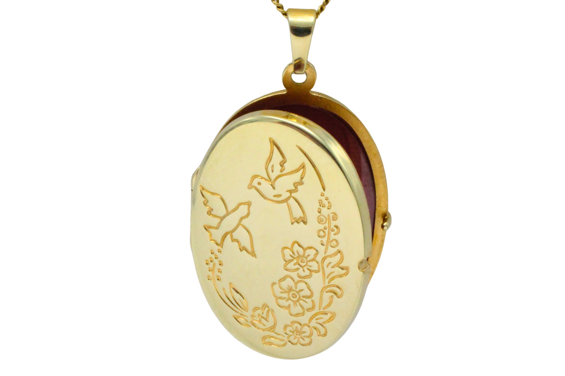 Vintage photo locket in 14 carat gold-Pendants-The Antique Ring Shop