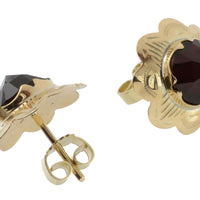 Vintage garnet studs in 14 carat gold-Earrings-The Antique Ring Shop