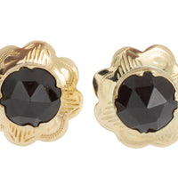 Vintage garnet studs in 14 carat gold-Earrings-The Antique Ring Shop