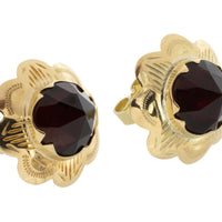 Vintage garnet studs in 14 carat gold-Earrings-The Antique Ring Shop