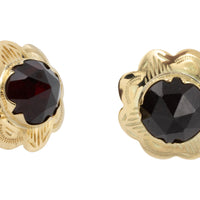 Vintage garnet studs in 14 carat gold-Earrings-The Antique Ring Shop