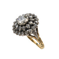 Klassieke roosdiamanten cluster ring in goud en zilver