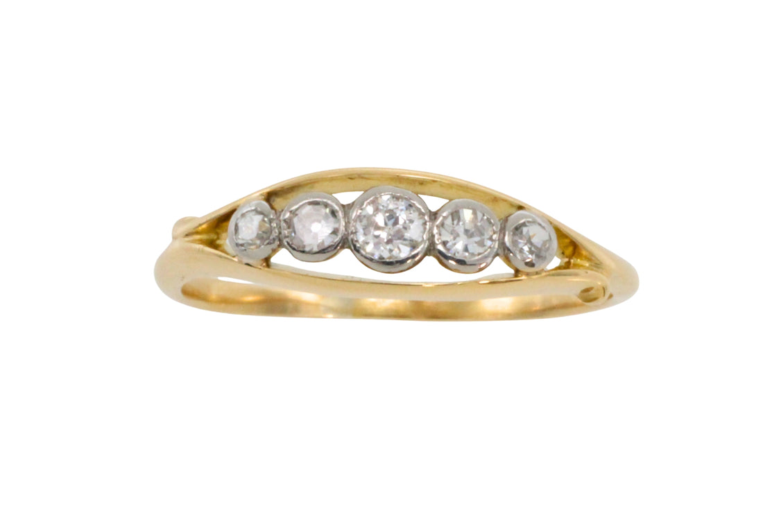 Edwardian five stone old cut diamond ring-Antique rings-The Antique Ring Shop