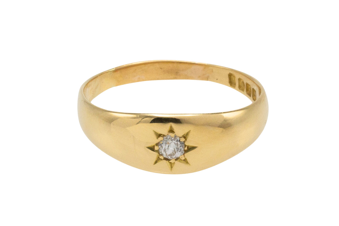 Edwardian gypsy ring with an old cut diamond-Antique rings-The Antique Ring Shop