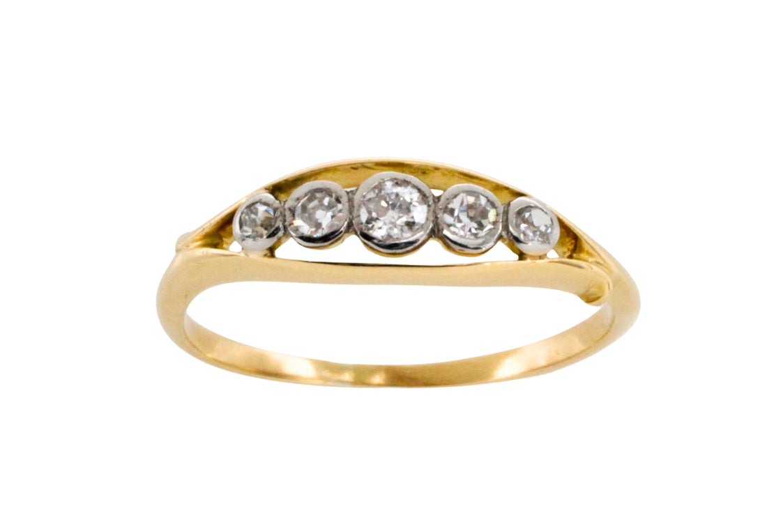 Edwardian five stone old cut diamond ring-Antique rings-The Antique Ring Shop