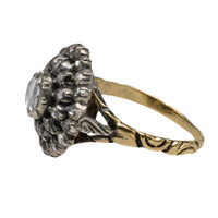 Klassieke roosdiamanten cluster ring in goud en zilver