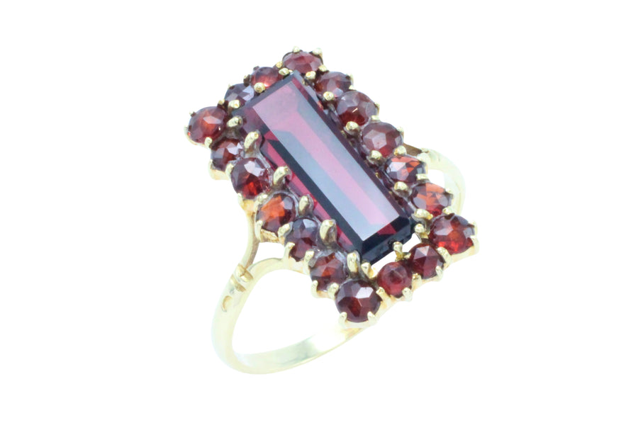 Rectangular garnet ring in 14 carat gold-Rings-The Antique Ring Shop