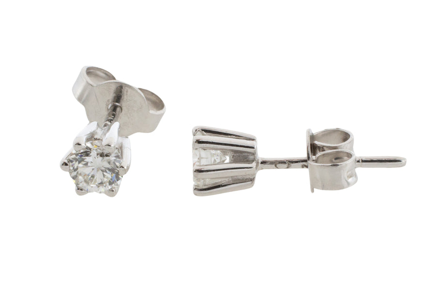 Diamond studs in 14 carat white gold-Earrings-The Antique Ring Shop