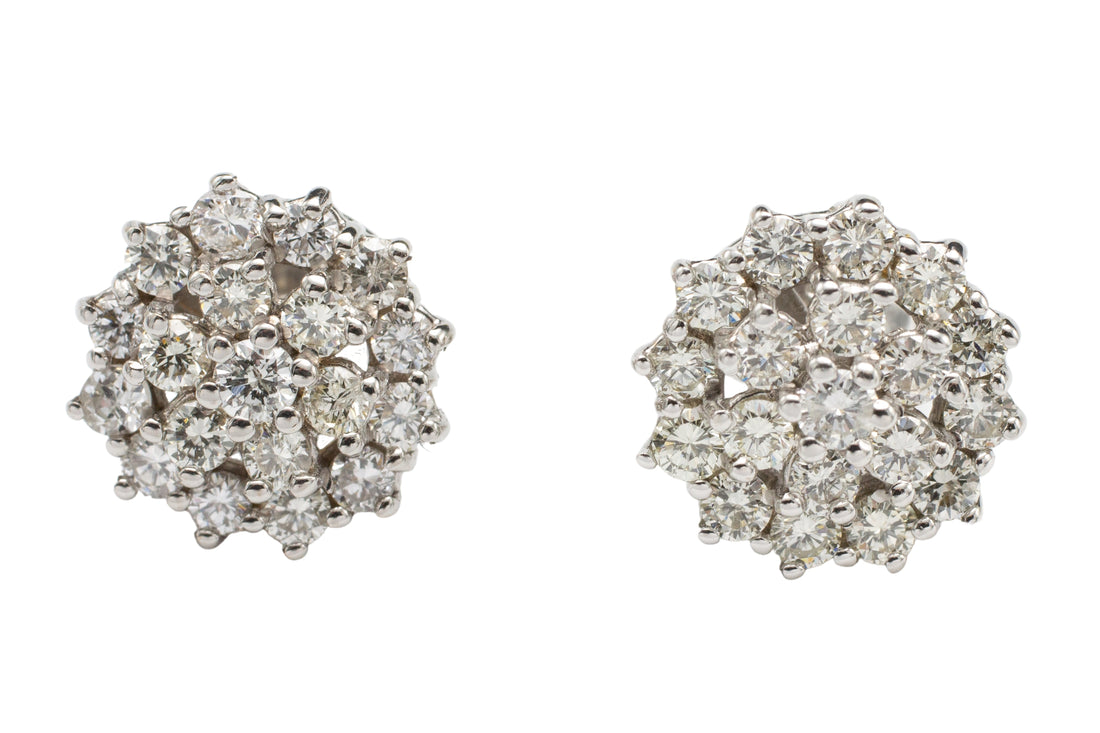 Diamond cluster studs in 18 carat gold-Earrings-The Antique Ring Shop