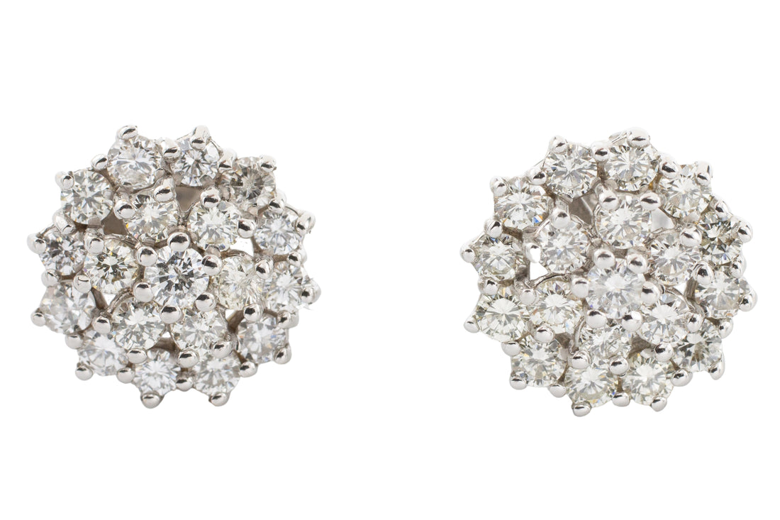 Diamond cluster studs in 18 carat gold-Earrings-The Antique Ring Shop