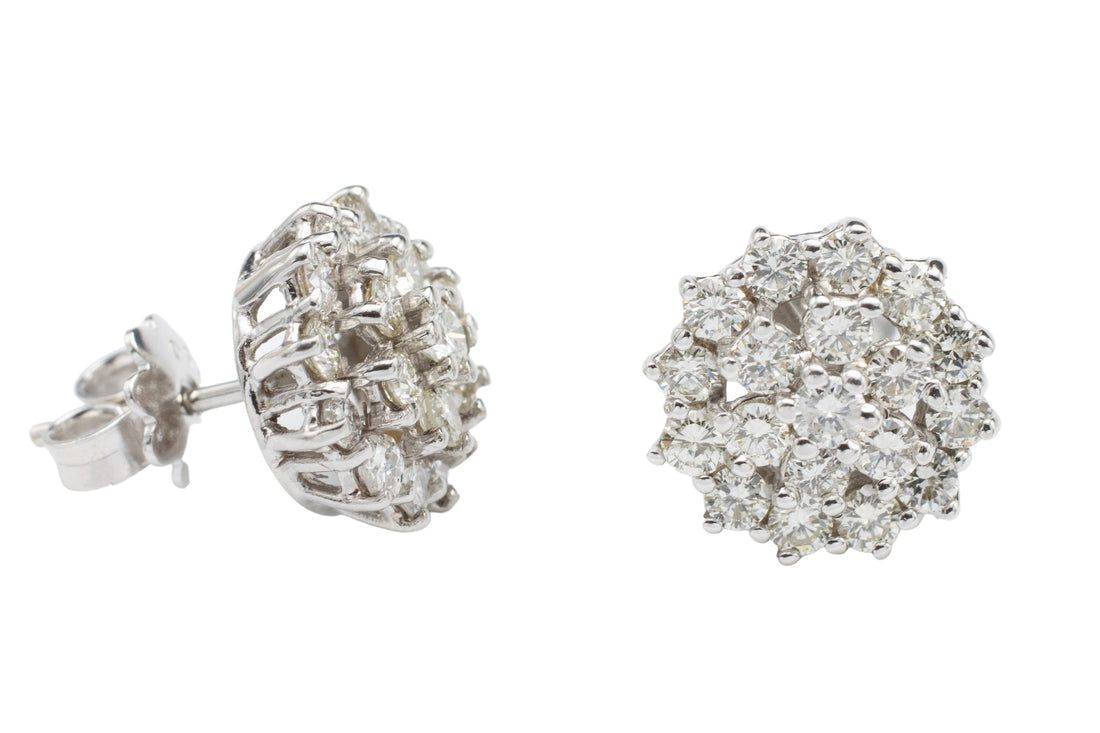 Diamond cluster studs in 18 carat gold-Earrings-The Antique Ring Shop