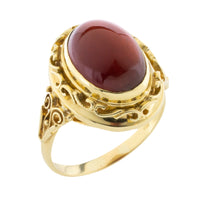 Vintage cabochon garnet ring in 14 carat gold-Vintage Rings-The Antique Ring Shop