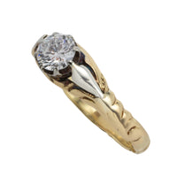 Vintage diamond solitaire ring in yellow and white gold-engagement rings-The Antique Ring Shop