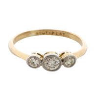 Vintage drie-steens diamanten ring