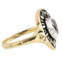 Antique rose diamond ring in silver and gold
