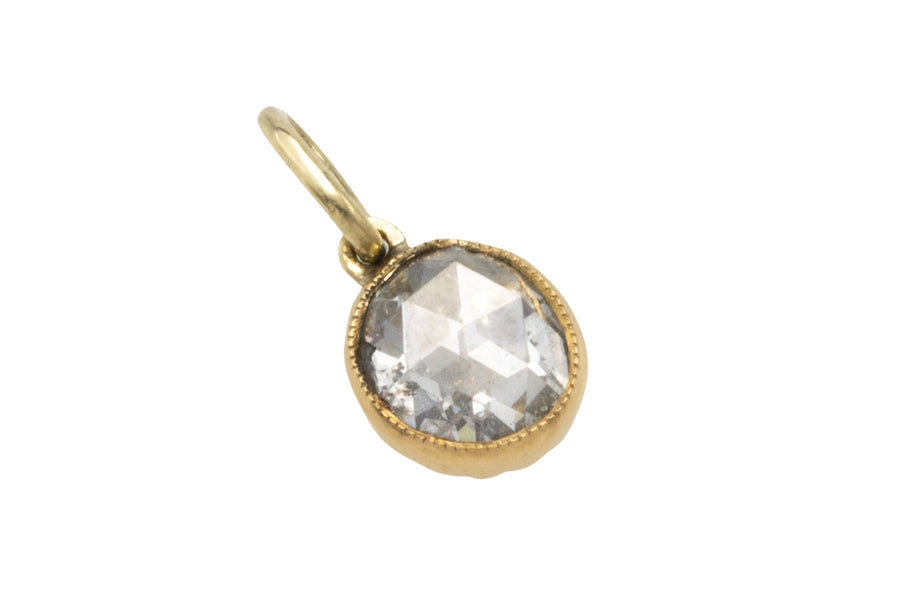 Rose diamond solitaire pendant in 14 carat gold-Pendants-The Antique Ring Shop