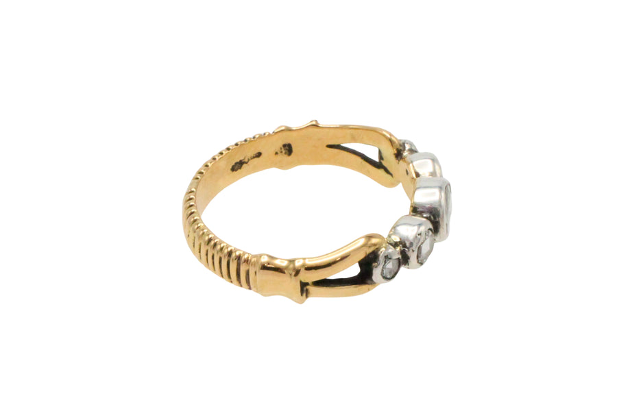 Rose diamond ring in silver and gold-Vintage Rings-The Antique Ring Shop