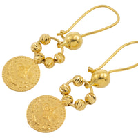 18 carat gold medallion earrings-Earrings-The Antique Ring Shop