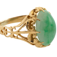 Cabochon jade ring in 14 carat gold-Vintage Rings-The Antique Ring Shop