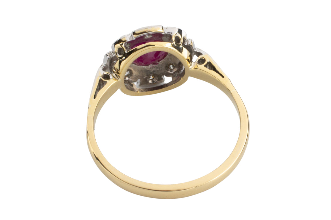 Vintage ruby and diamond ring in platinum and gold-engagement rings-The Antique Ring Shop