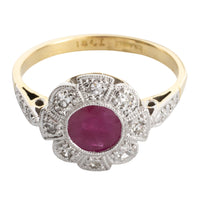 Vintage ruby and diamond ring in platinum and gold-engagement rings-The Antique Ring Shop