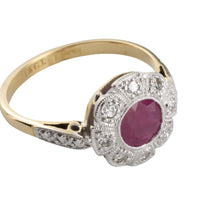 Vintage ruby and diamond ring in platinum and gold-engagement rings-The Antique Ring Shop