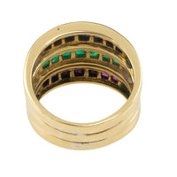 18 carat gold triple band with sapphire, emerald and ruby-Vintage Rings-The Antique Ring Shop