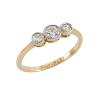 Vintage drie-steens diamanten ring
