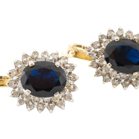 Sapphire and diamond pendant earrings-Earrings-The Antique Ring Shop