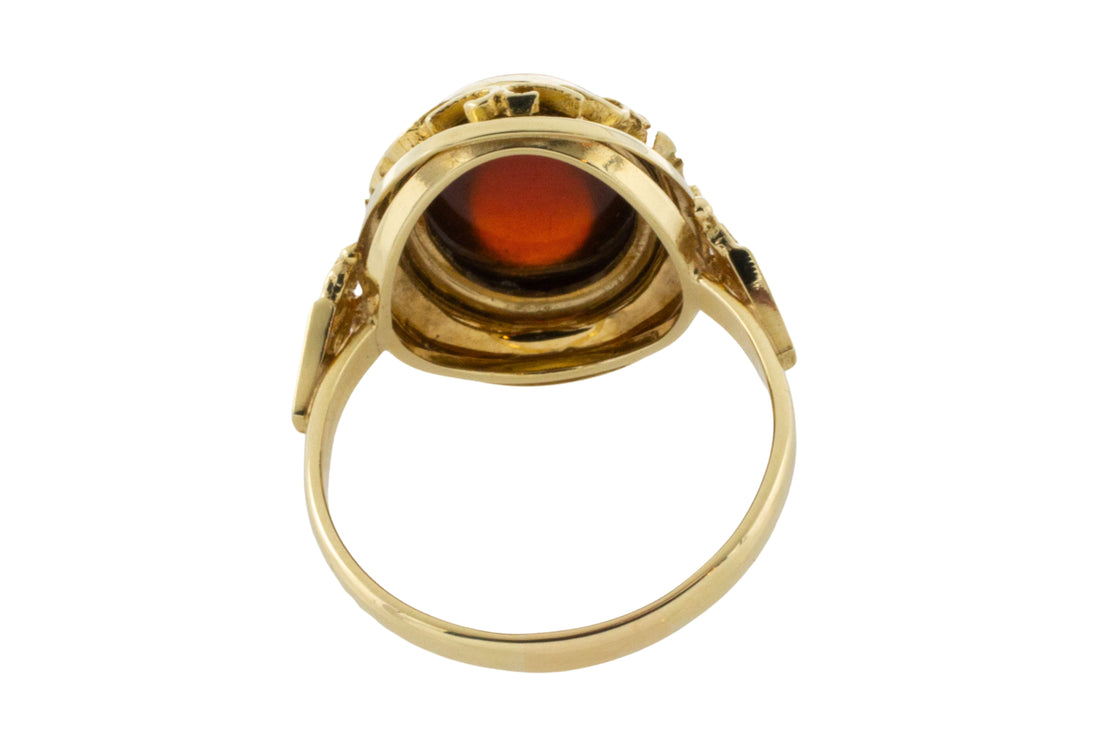 Vintage cabochon garnet ring in 14 carat gold-Vintage Rings-The Antique Ring Shop