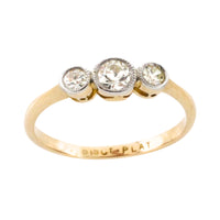 Vintage drie-steens diamanten ring