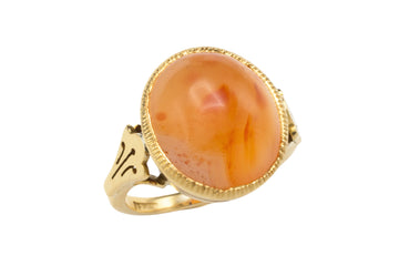 Cabochon carnelian ring in 18 carat gold-vintage rings-The Antique Ring Shop