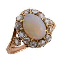 Cabochon opal and rose diamond ring-Antique rings-The Antique Ring Shop