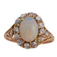 Cabochon opal and rose diamond ring-Antique rings-The Antique Ring Shop