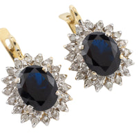 Sapphire and diamond pendant earrings-Earrings-The Antique Ring Shop