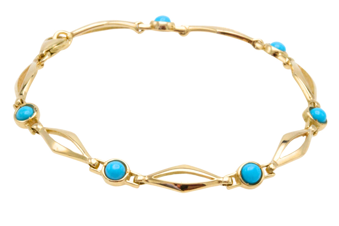 Turquise bracelet in 14 carat gold-Bracelets-The Antique Ring Shop