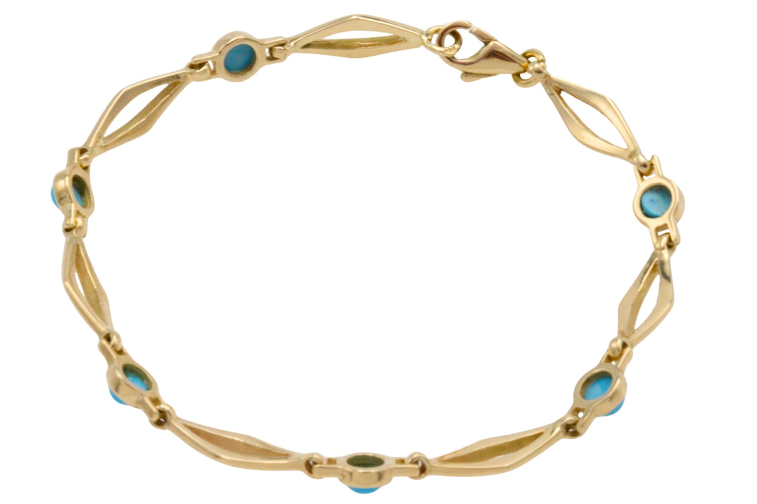 Turquise bracelet in 14 carat gold-Bracelets-The Antique Ring Shop