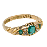 Edwardian emerald and rose diamond ring from 1906-Antique rings-The Antique Ring Shop