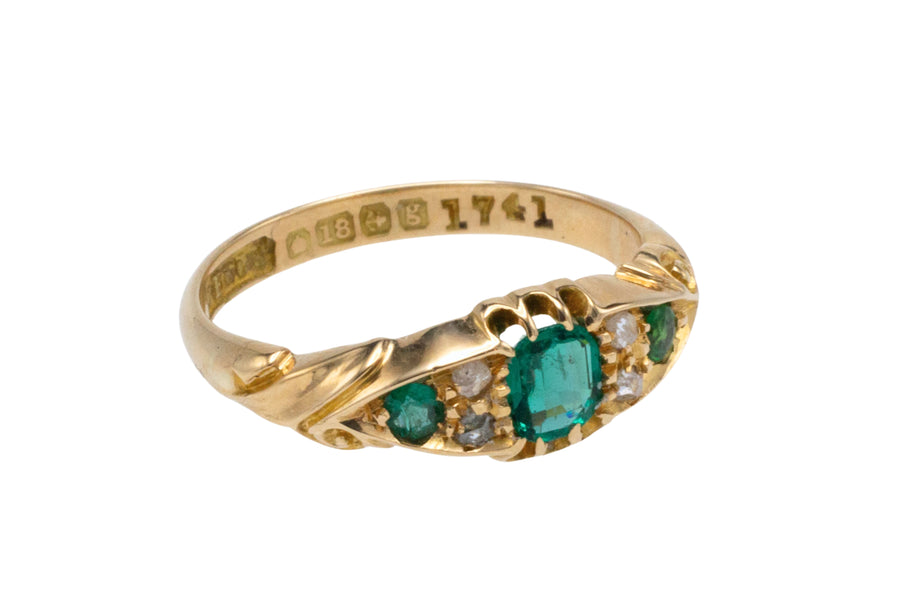 Edwardian emerald and rose diamond ring from 1906-Antique rings-The Antique Ring Shop