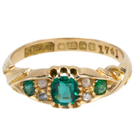 Edwardian emerald and rose diamond ring from 1906-Antique rings-The Antique Ring Shop