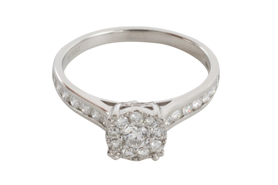 Platinum diamond cluster ring-engagement rings-The Antique Ring Shop