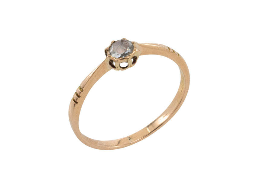 Rose diamond solitaire ring in 14 carat gold-Antique rings-The Antique Ring Shop